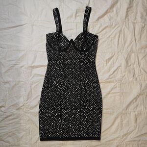 AKIRA Crystal Studded Bodycon Dress – Size Small